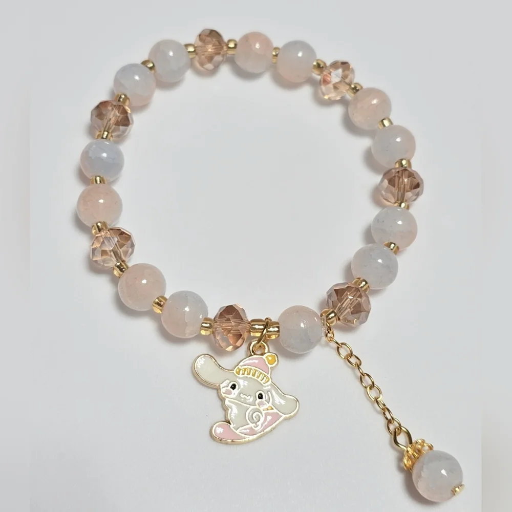 2-Hello Kitty, Cinnamoroll, Elegant Gold and Multicolor Beaded Bracelets